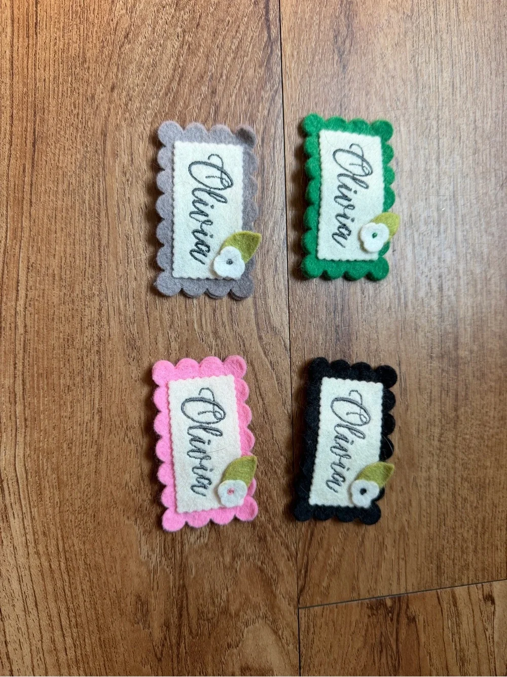Personalized Felt kids bows - Pink, Green, Gray, Black Options
